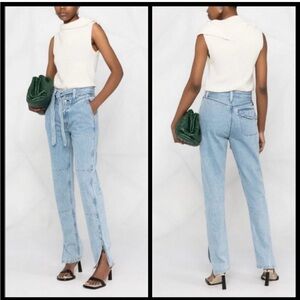 Rag & Bone Blue Straight Leg High-Waisted Jeans
